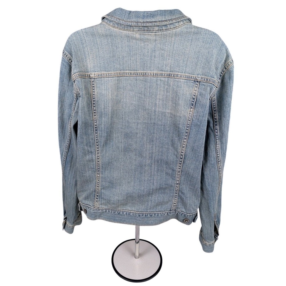 Liz Claiborne Blue Denim Trucker Jacket Womens XL Stretch Cotton Medium Wash - Picture 8 of 16